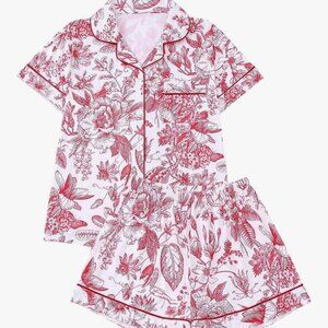 Two piece red floral pajamas set